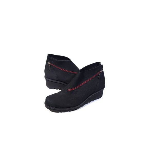 Loints of Holland Boots 40 'Lightning' Black Low Wedge Bootie Nubuck SZ … - Picture 9 of 9